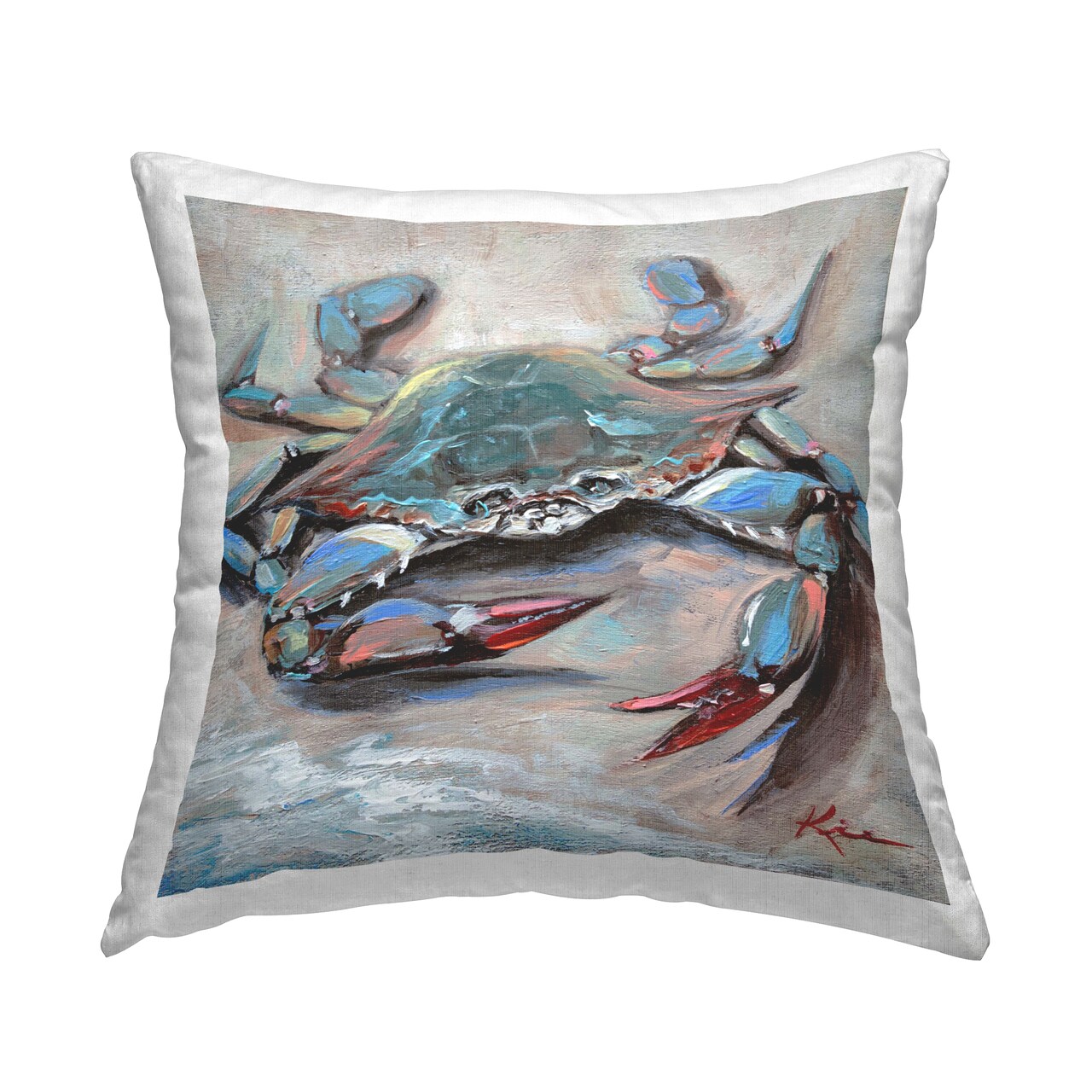 Stupell Industries Blue Crab with Red Claws Decorative Printed Throw Pillow Design by Lindsay Kivi Fine Art, 18 x 7 x 18